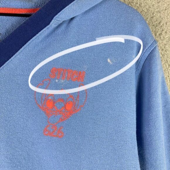 Disney Sweatshirt Stitch Lilo Pullover Hooded  Blue Size Medium Mens Long Sleeve - Picture 6 of 9